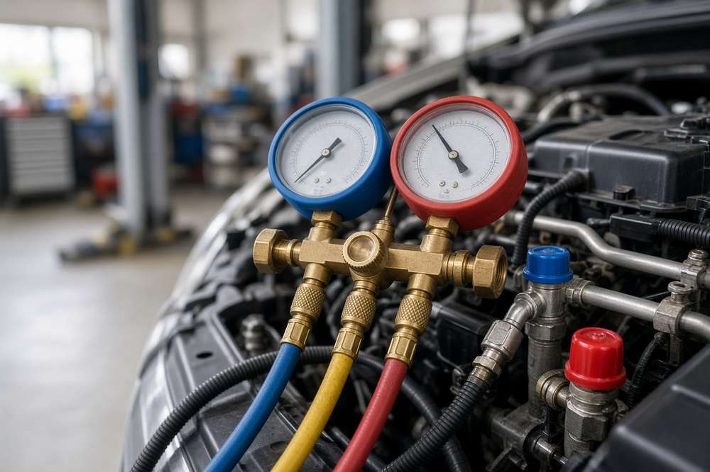 AC gauges connected to a car