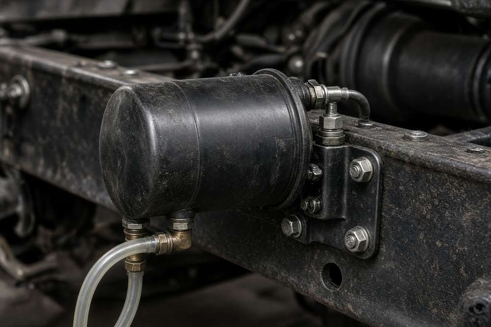 Diesel fuel filter on a truck